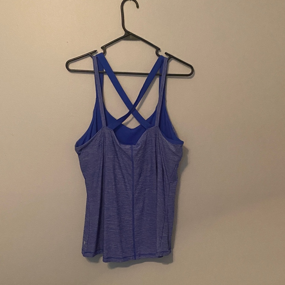 Women's Blue Athletic Tank with built in bra - Picture 7 of 7